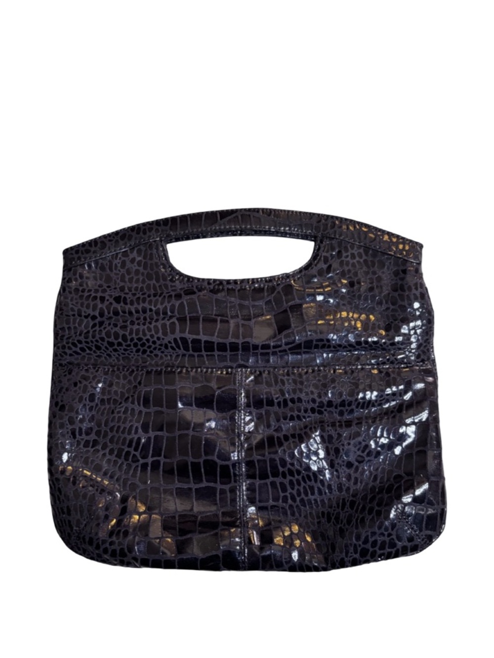 🍒NEW Crocodile Effect Soft Fold-Over Clutch in Black